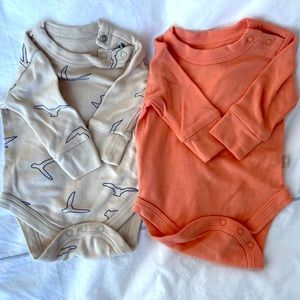 Colored Organics 0-3 long-sleeve bodysuits